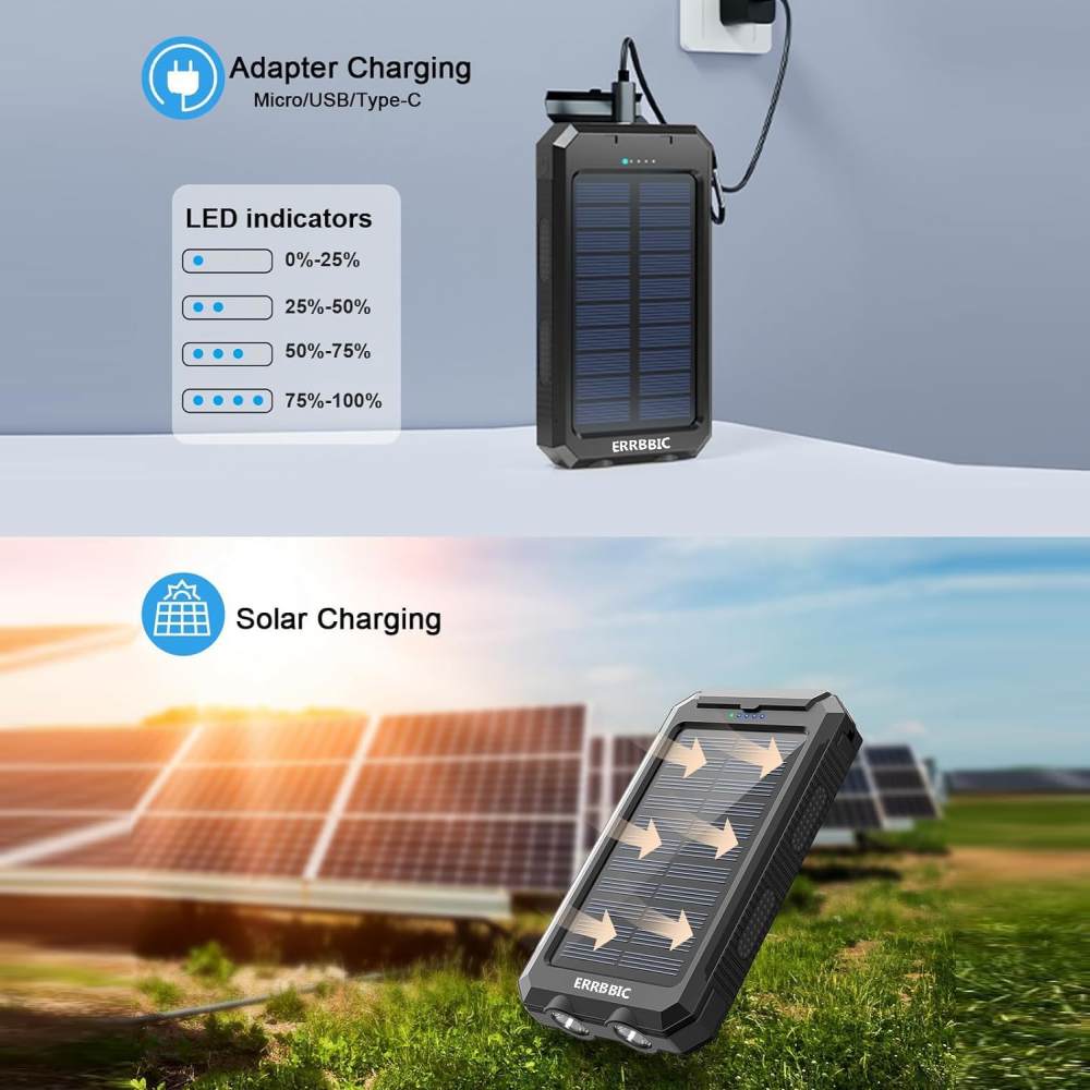 Power Bank Solar 16800mah Cargador 2usb