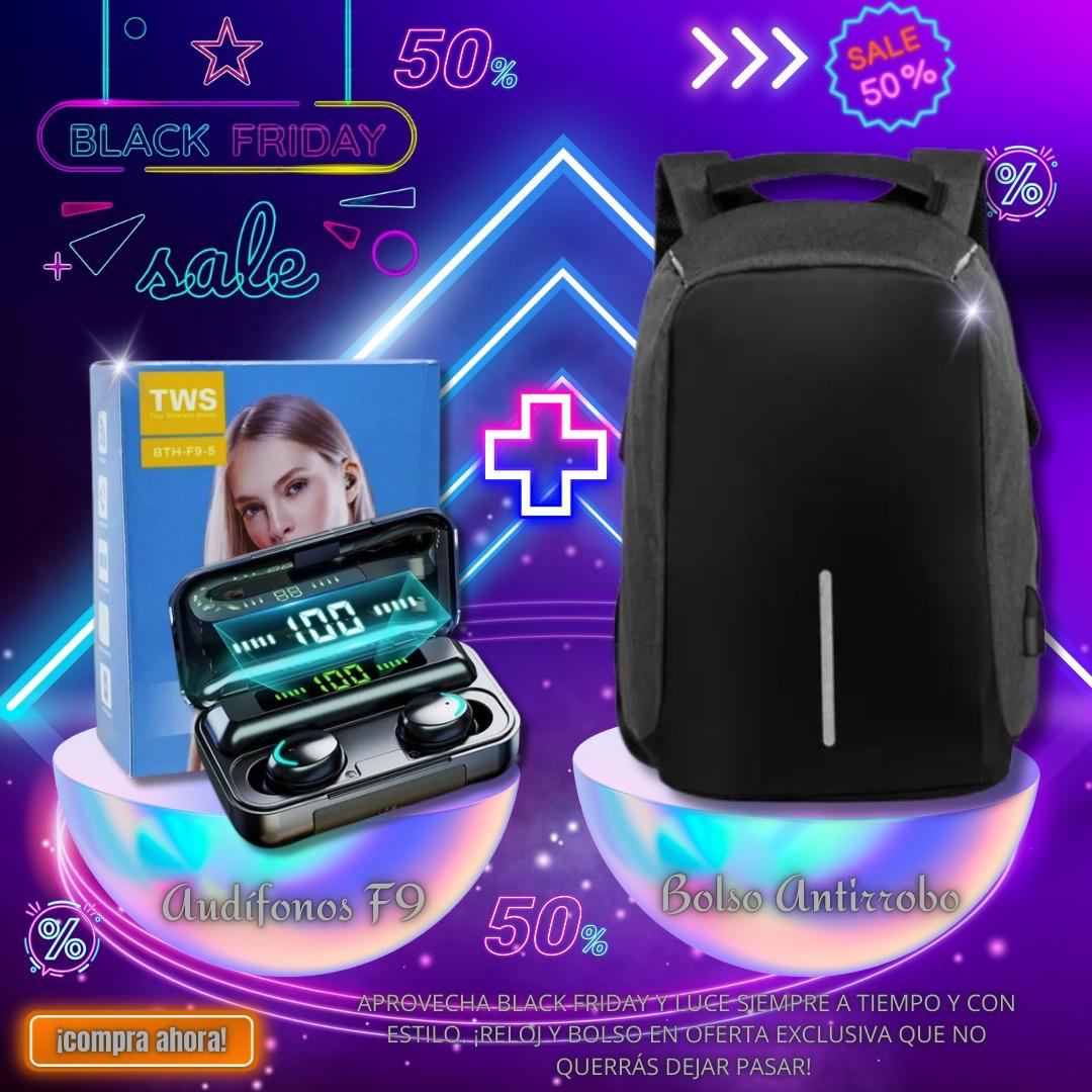 SUPER COMBO BOLSO ANTIROBO + AUDIFONOS